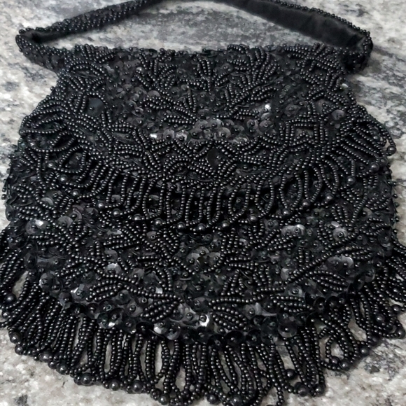 Beaded Satin Evening Bag - Picture 2 of 12